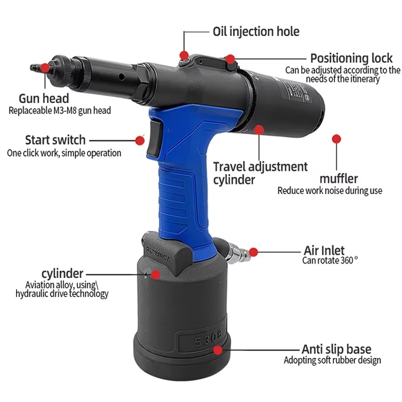 RL5308 الصناعية الصف هوائي الت - مراجعة Rivet Gun Air وسعره